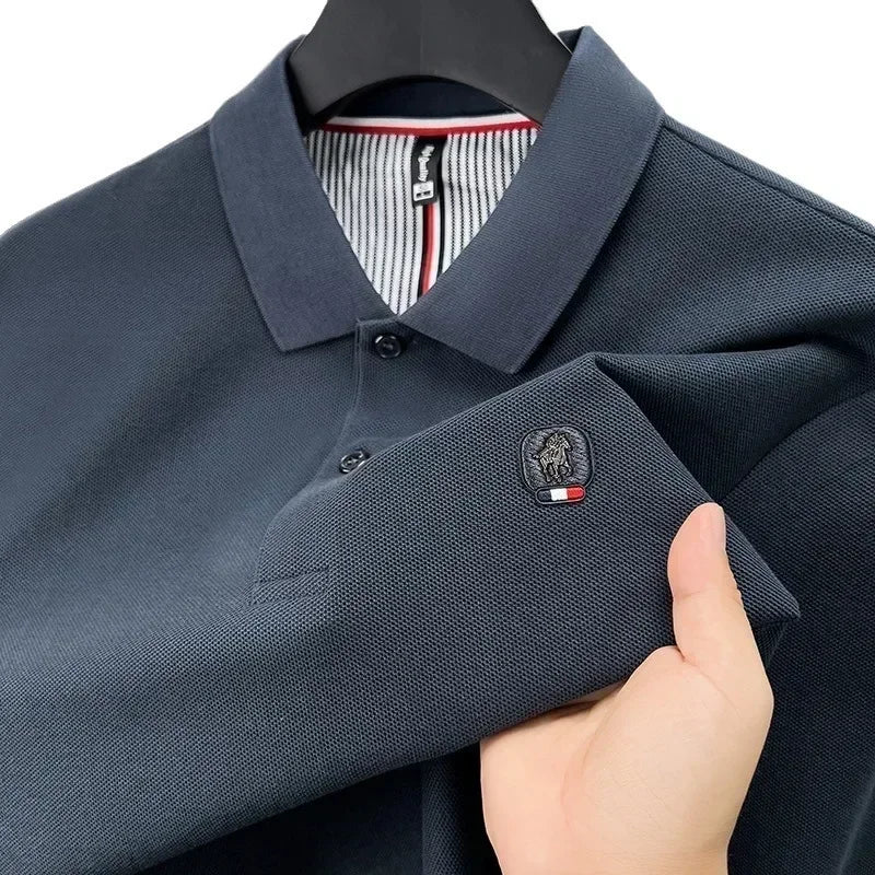 Men’s Polo Shirt Cotton Long Sleeve Business Casual Casual