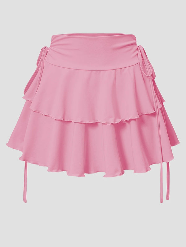 Women’s Skirt High Waist Elastic Waist Summer Solid Color
