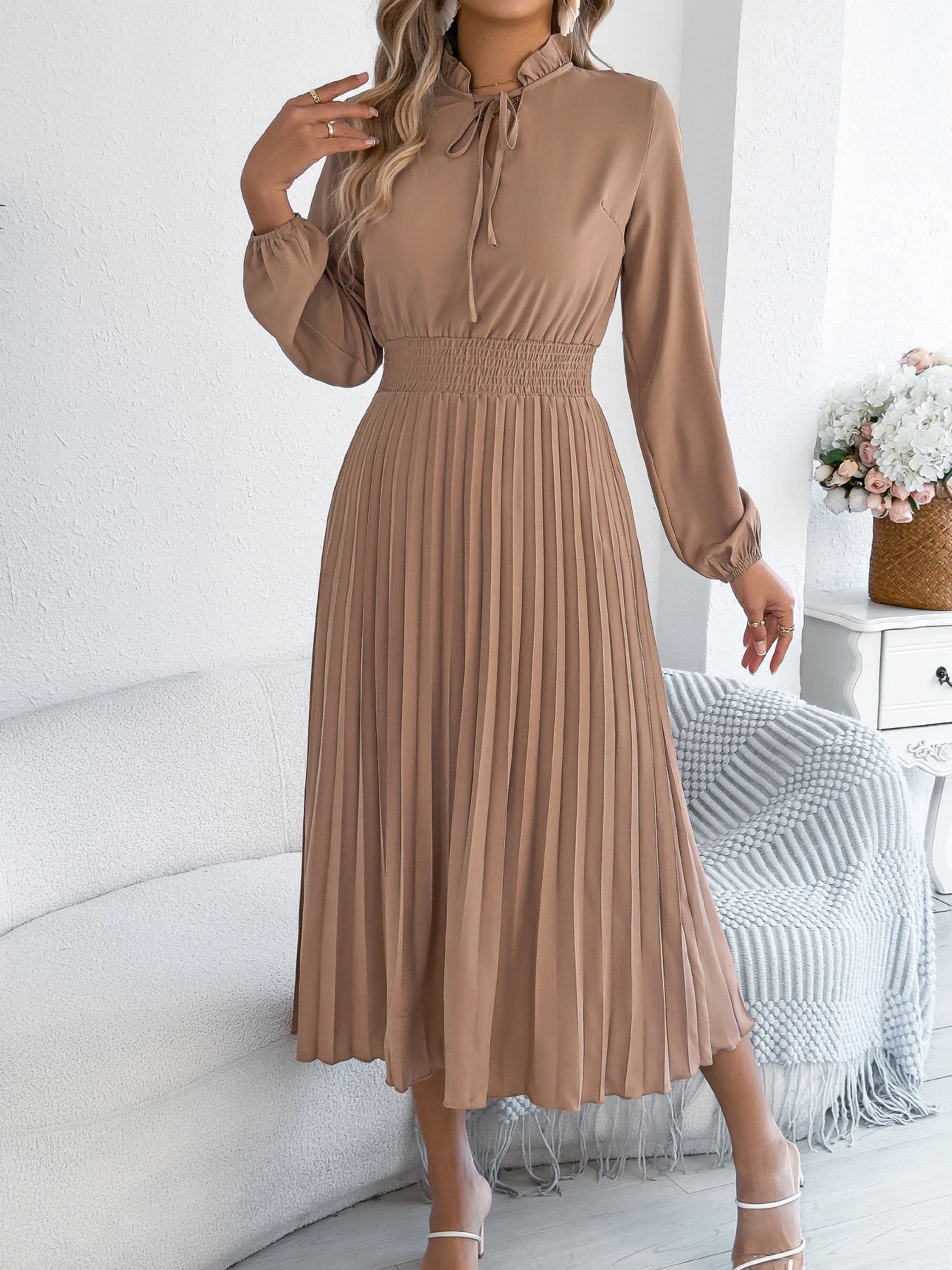 Women’s Dress Maxi V-Neck Casual Solid Color