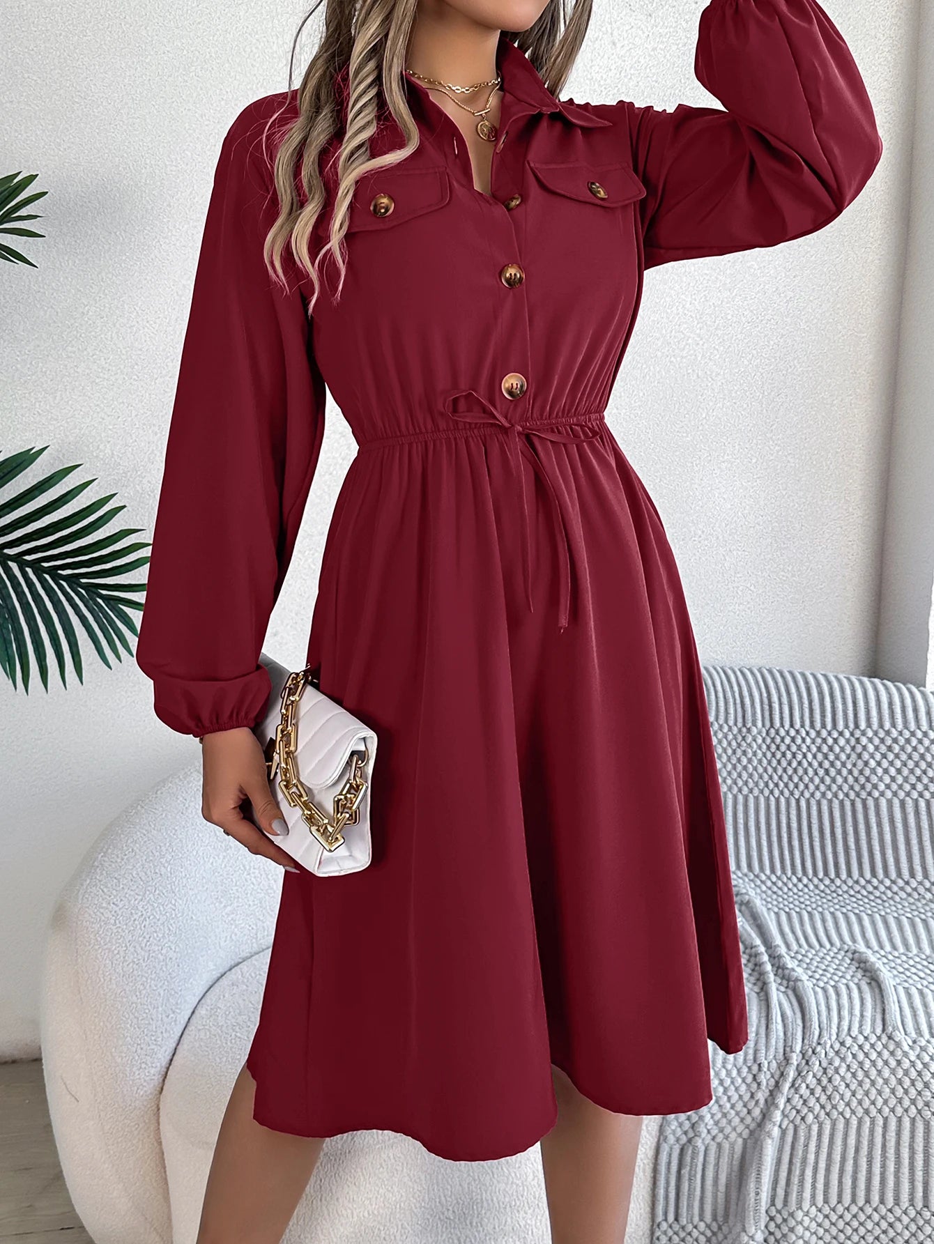 Women’s Dress Long Sleeve Casual Solid Color