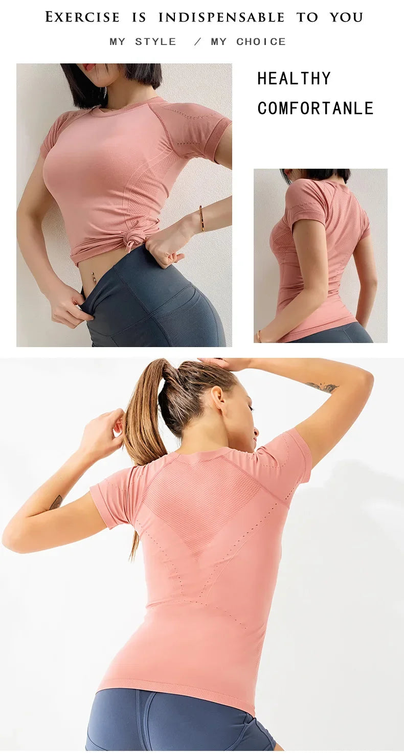 Women’s Gym Top Short Sleeve Breathable Stretchy Athletic