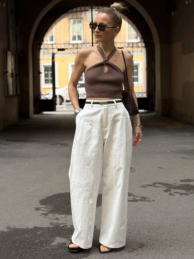 Women’s Trousers High Waist Wide Leg Straight Leg Relaxed Fit