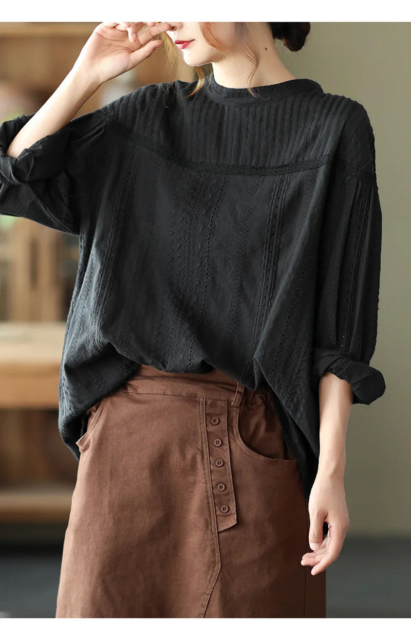 Women’s Top Blouse Long Sleeve Cotton Formal