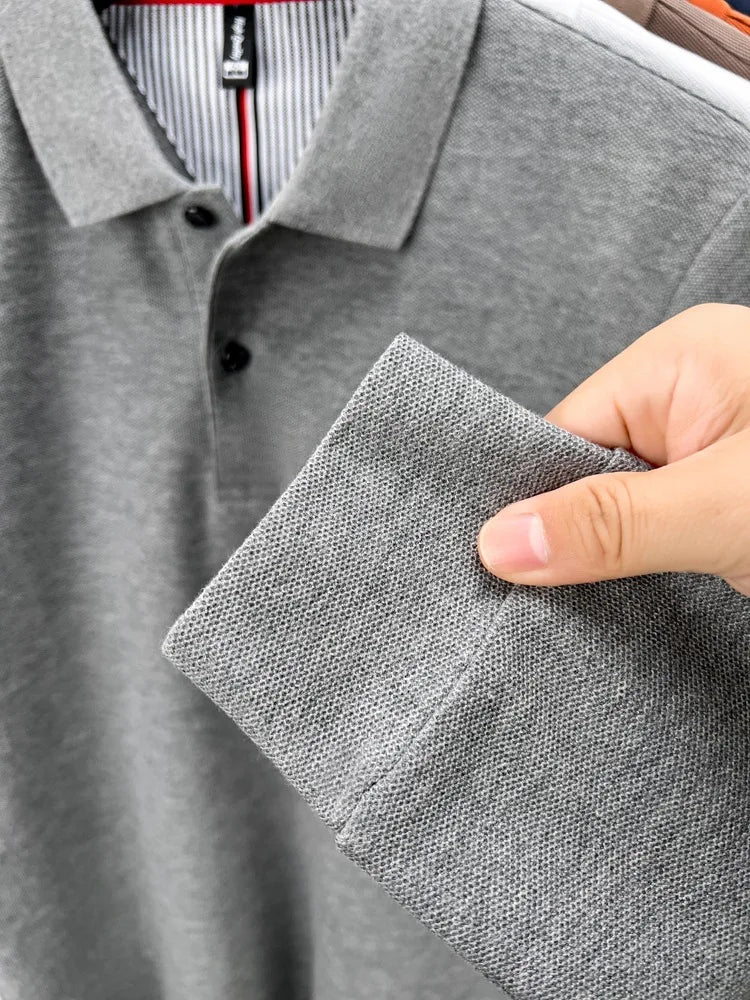 Men’s Polo Shirt Cotton Long Sleeve Business Casual Casual
