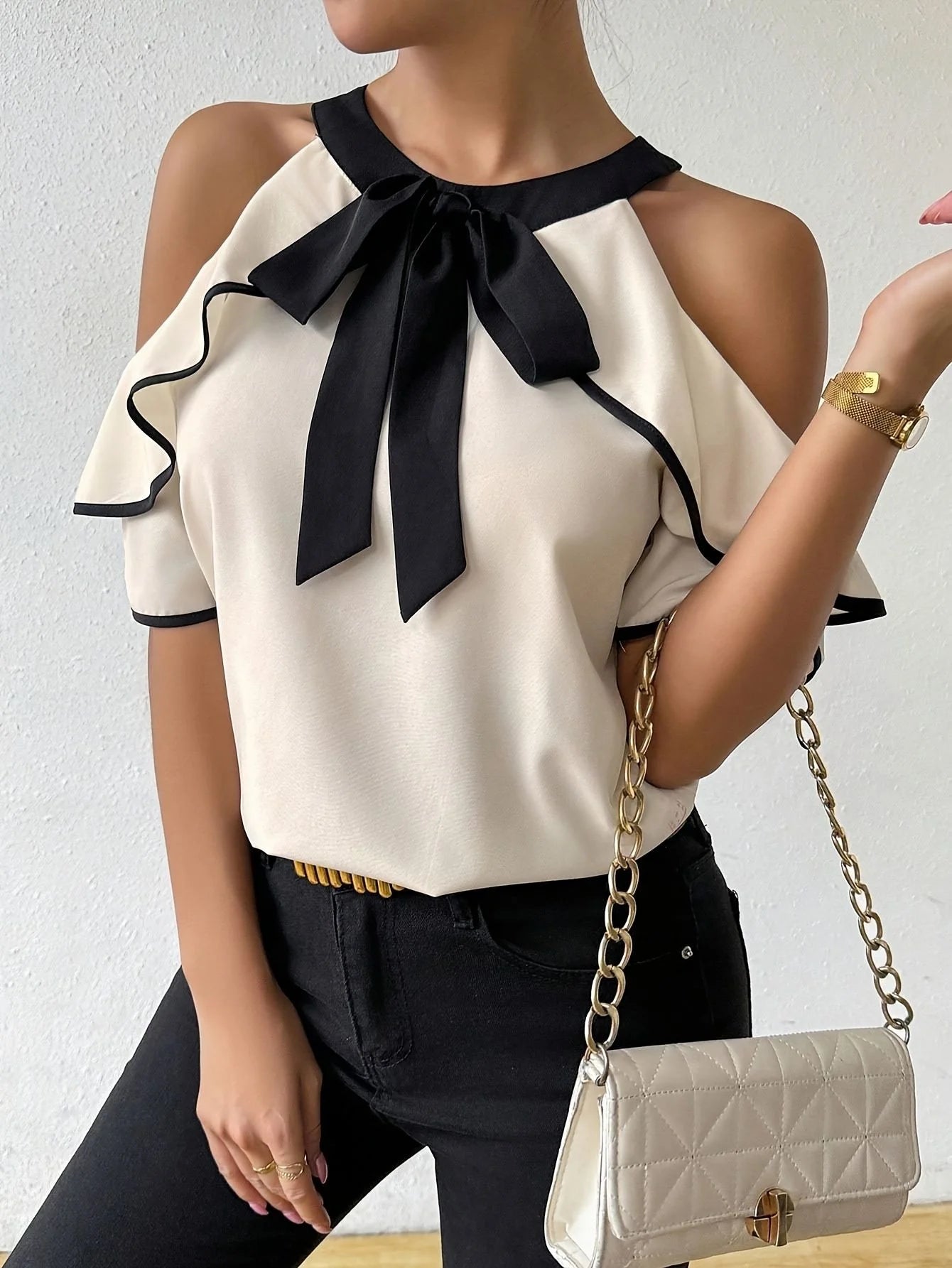 Women’s Top Short Sleeve Lightweight Formal Stretchy