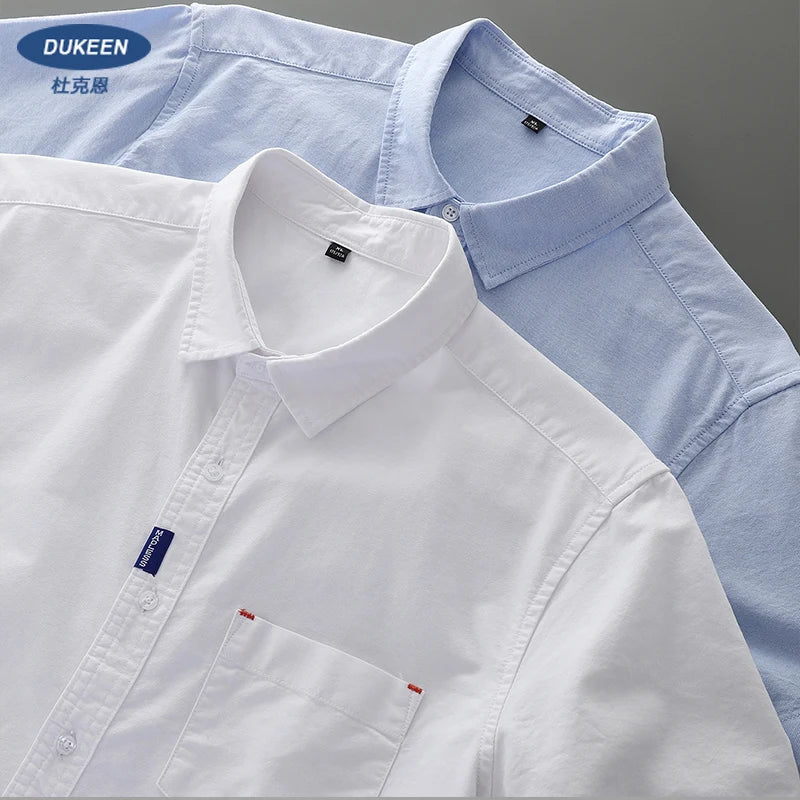 Men’s Shirt Short Sleeve Cotton Casual Solid Color