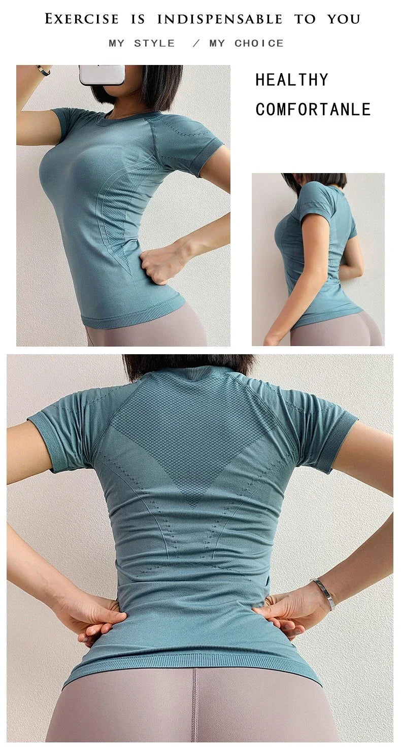 Women’s Gym Top Short Sleeve Breathable Stretchy Athletic