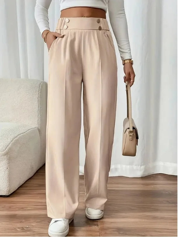 Women’s Trousers High Waist Straight Leg Relaxed Fit Casual