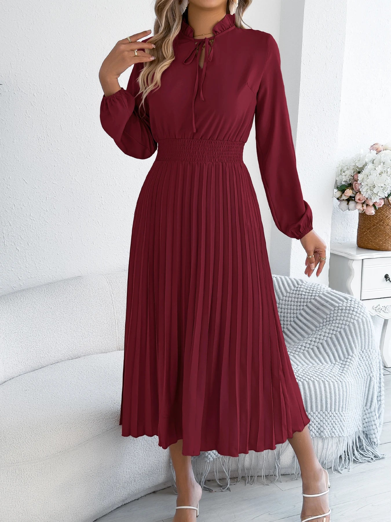 Women’s Dress Maxi V-Neck Casual Solid Color