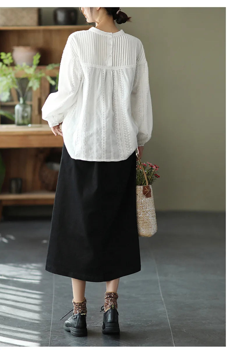 Women’s Top Blouse Long Sleeve Cotton Formal