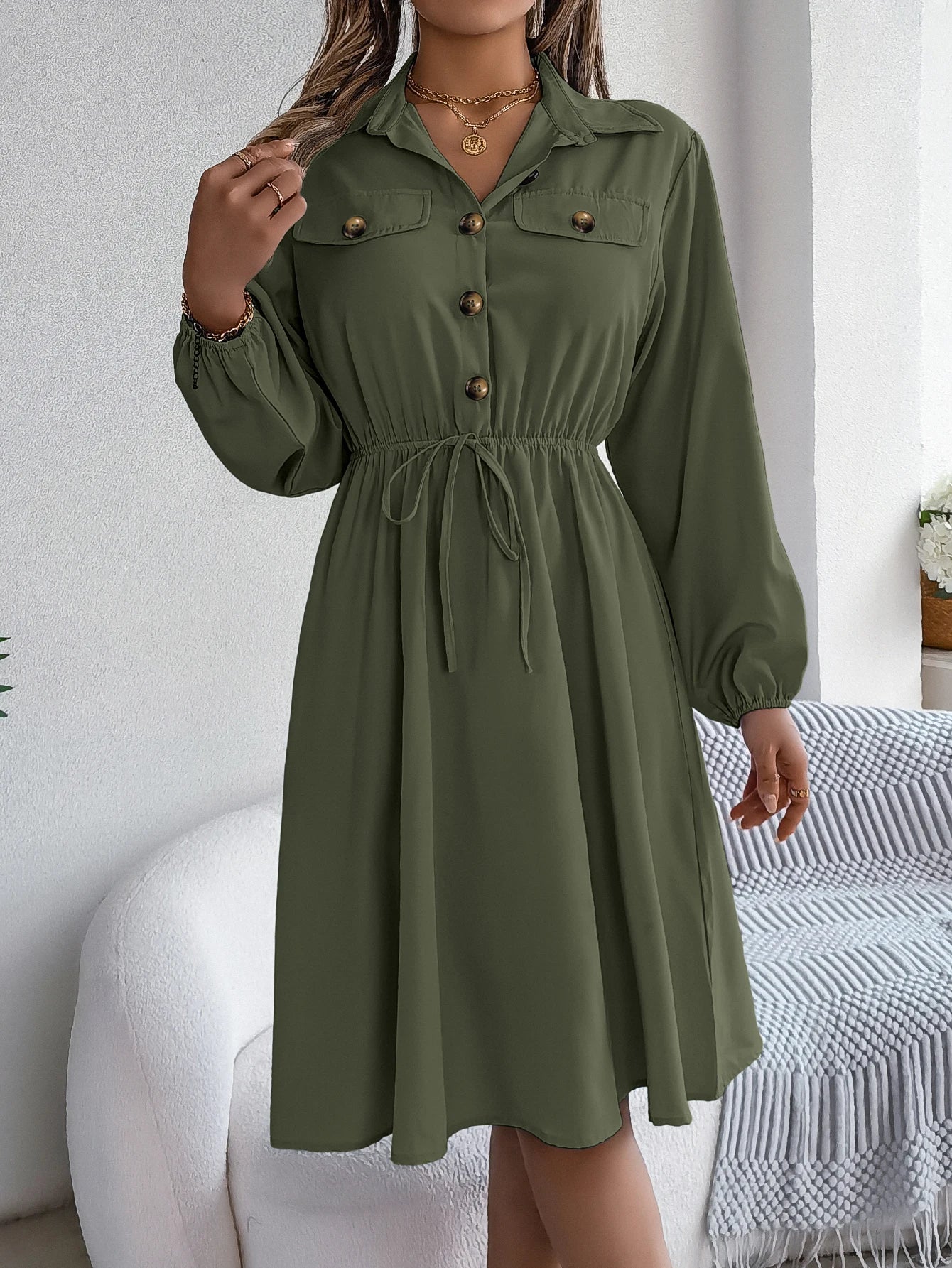 Women’s Dress Long Sleeve Casual Solid Color