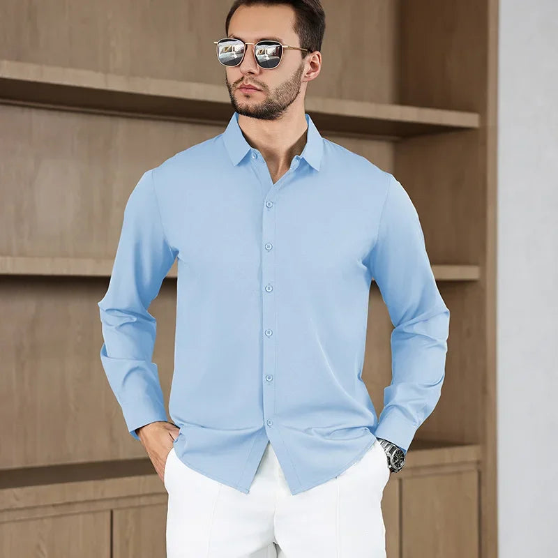 Men’s Shirt Long Sleeve Casual Formal Solid Color