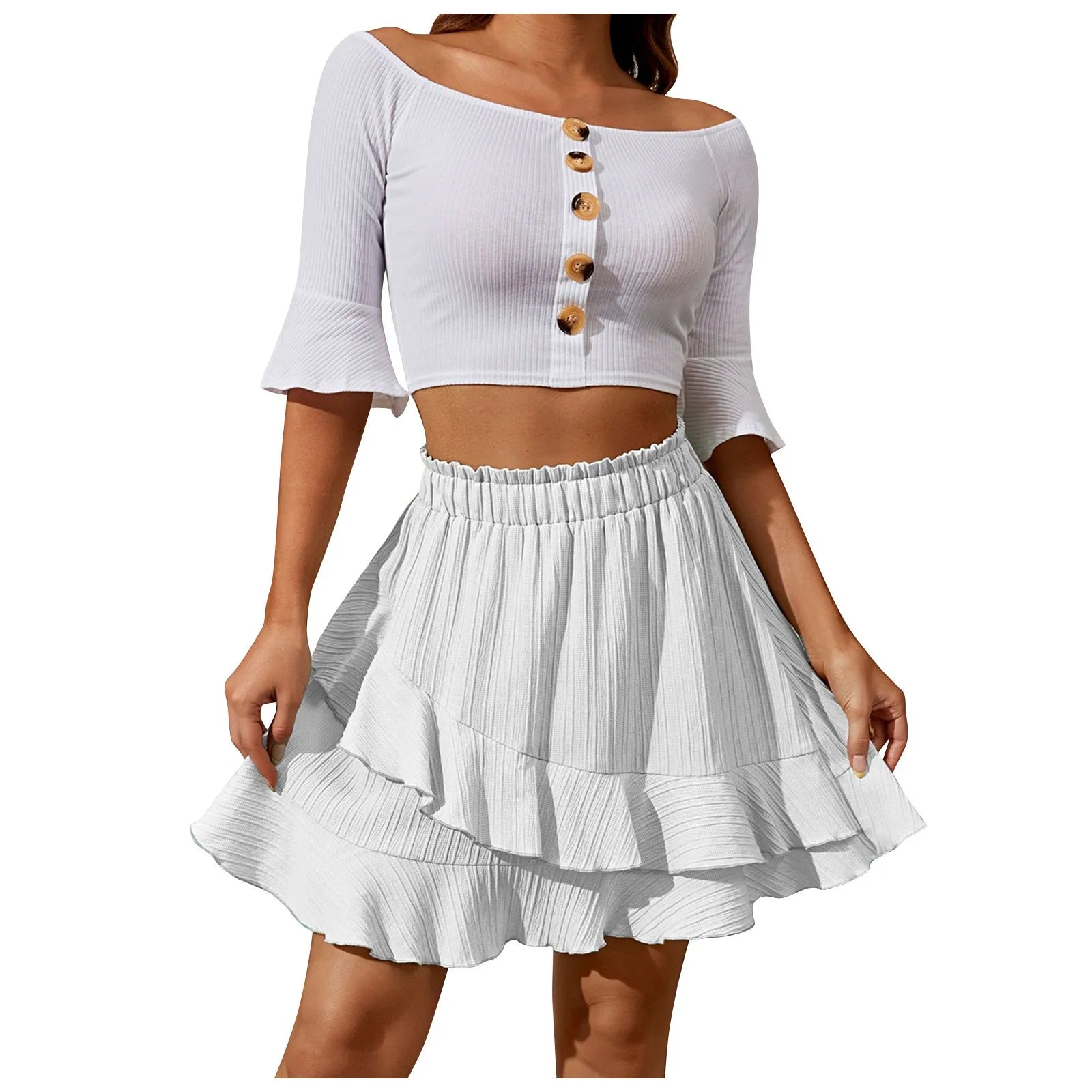 Women’s Skirt High Waist Solid Color Casual