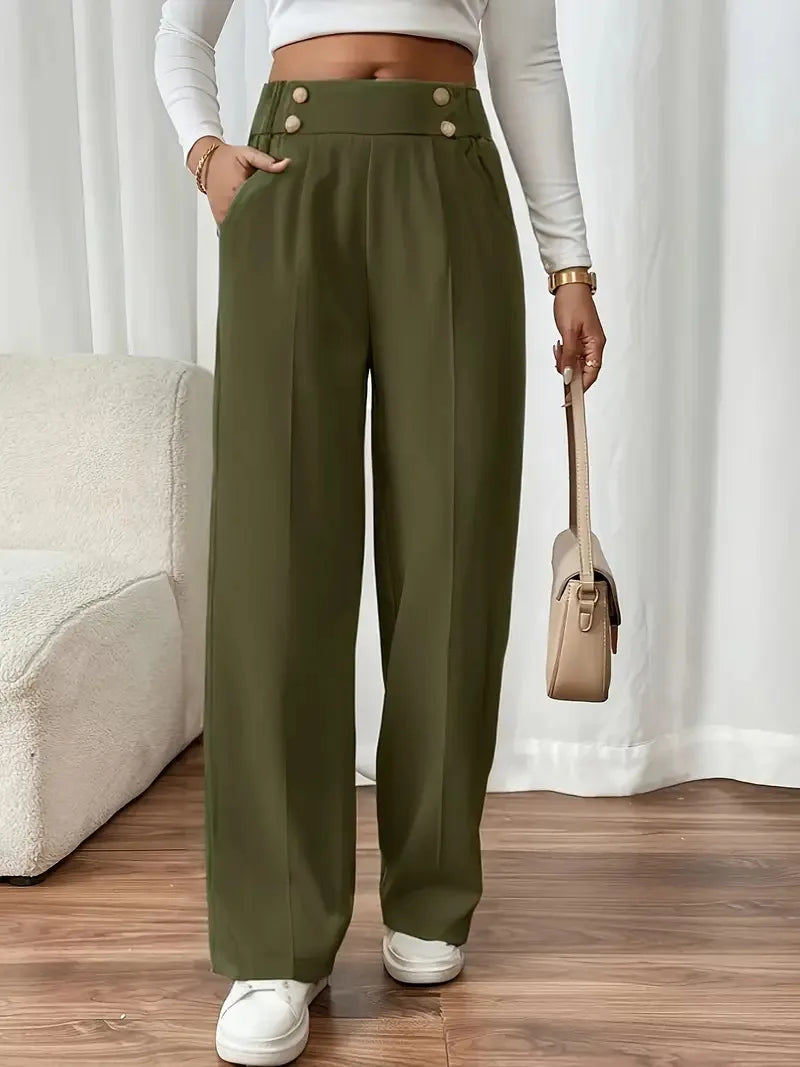 Women’s Trousers High Waist Straight Leg Relaxed Fit Casual