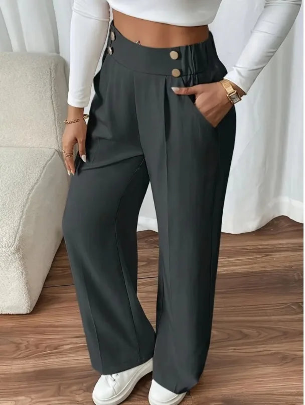 Women’s Trousers High Waist Straight Leg Relaxed Fit Casual