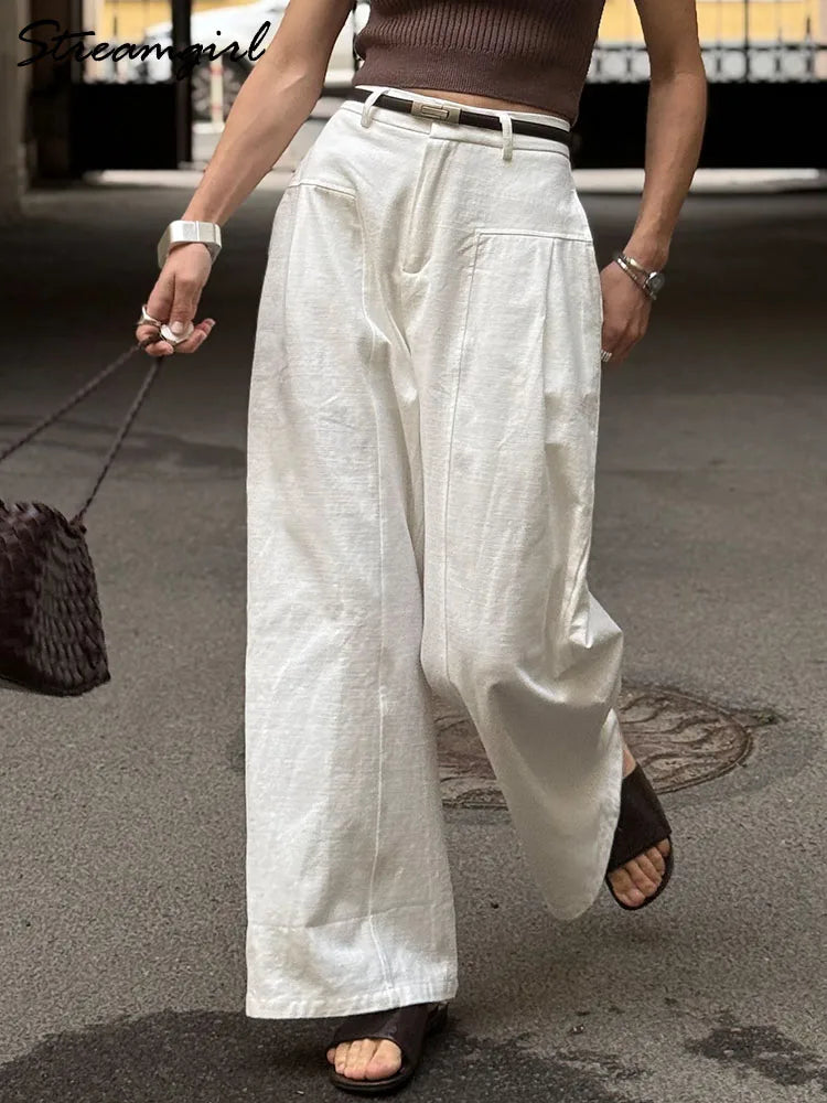 Women’s Trousers High Waist Wide Leg Straight Leg Relaxed Fit