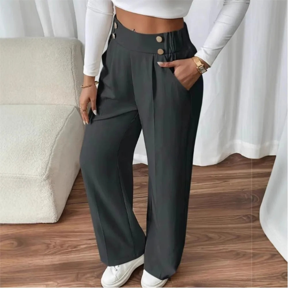 Women’s Trousers High Waist Straight Leg Relaxed Fit Casual