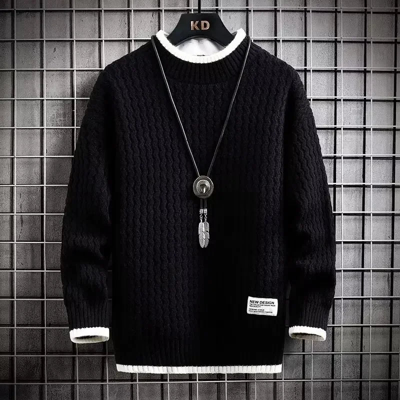 Men’s Sweatshirt Crewneck Pullover Warm Casual Solid Color Autumn
